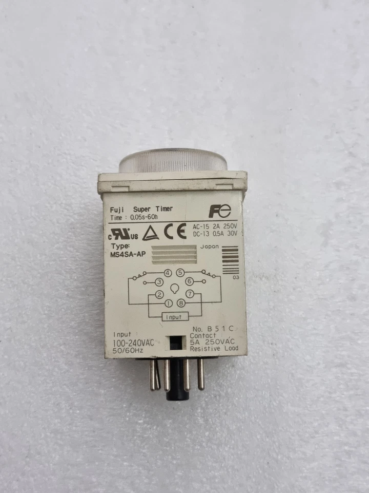 Fuji Electric MS4SA Super Timer 100-240Vac 50/60Hz 0.05s-60h